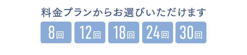 料金プランからお選びいただけます 2回 12回 18回 24回 30回