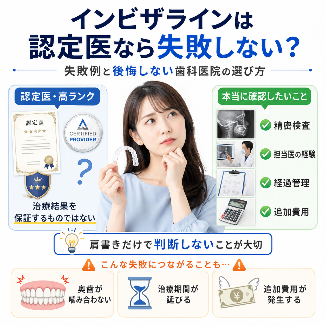インビザライン非認定医で矯正すると何が起きる？失敗事例と認定医の探し方