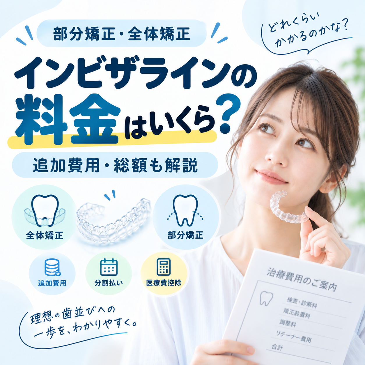 インビザラインの料金はいくら？費用相場・追加費用・医療費控除と総額の見方を解説