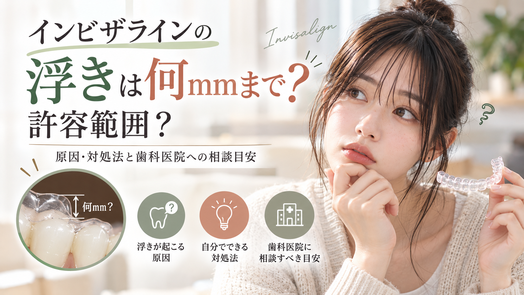 インビザラインの浮きは何mmまで許容範囲？原因・対処法と歯科医院への相談目安